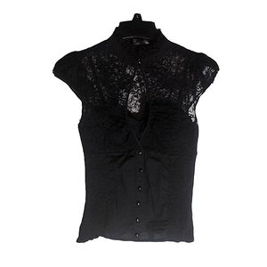 Oh Yes Button Up Corset Blouse Size Large 97% Cotton